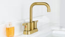 PARLOS 2-handle Brushed Gold Bathroom Faucet for Lavatory with Pop-up Sink Drain and Faucet Supply Lines, 1431608P