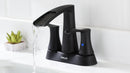 PARLOS 2 Handles Waterfall Centerset Bathroom Sink Faucet with Pop-up Drain and Faucet Supply Lines, Matte Black, 1.2GPM, Demeter 1431704P
