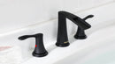 PARLOS Waterfall Widespread Bathroom Sink Faucet Matte Black Two Handles with Pop Up Drain & cUPC Faucet Supply Lines,1.2GPM, Demeter 1431804P