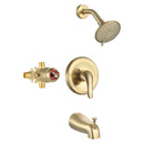 PARLOS Shower System, Brushed Gold Shower Faucet Set with Tub Spout(Valve Included), 5-Setting Mode Shower Head and Tub Spout with Diverter, Wall Mounted Shower Bathtub Combo, 1436508