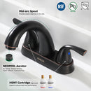 PARLOS 2-Handle Bathroom Sink Faucet with Metal Drain Assembly and Supply Hose Lead-Free cUPC Mixer Double Handle Tap Deck Mounted Oil Rubbed Bronze, 1.2 GPM (13597P)
