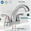 PARLOS 2-Handle Bathroom Sink Faucet with Drain Assembly and Supply Hose Lead-Free cUPC Lavatory Faucet Mixer Double Handle Tap Deck Mounted Brushed Nickel,1.2 GPM Flow Rate (13598P)