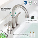 PARLOS Swivel Spout 2-Handle Lavatory Faucet Brushed Nickel Bathroom Sink Faucet with Metal Pop-up Drain and Faucet Supply Lines, 1.2 GPM (13627P)