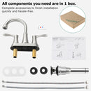 PARLOS Swivel Spout 2-Handle Lavatory Faucet Brushed Nickel Bathroom Sink Faucet with Metal Pop-up Drain and Faucet Supply Lines, 1.2 GPM (13627P)