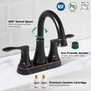 PARLOS Swivel Spout 2-Handle Lavatory Faucet Bathroom Sink Faucet with Metal Pop-up Drain and Faucet Supply Lines, Oil Rubbed Bronze, 1.2 GPM (13628P)