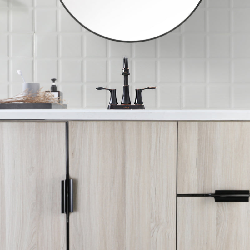PARLOS 2-Handle Bathroom Sink Faucet High Arc Swivel Spout with Drain assembly and Faucet Supply Lines, Oil Rubbed Bronze, Demeter,1.5GPM (13628)