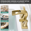 PARLOS 2 Handles Waterfall Bathroom Sink Faucet with Pop-up Drain and Faucet Supply Lines, Brushed Gold, 1.2 GPM (1406808P)