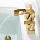 PARLOS 2 Handles Waterfall Bathroom Sink Faucet with Pop-up Drain and Faucet Supply Lines, Brushed Gold, 1.2 GPM (1406808P)