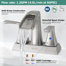PARLOS 2 Handles Waterfall Bathroom Faucet with Pop-up Drain and Faucet Supply Lines, Brushed Nickel, 1.2 GPM (14068P)