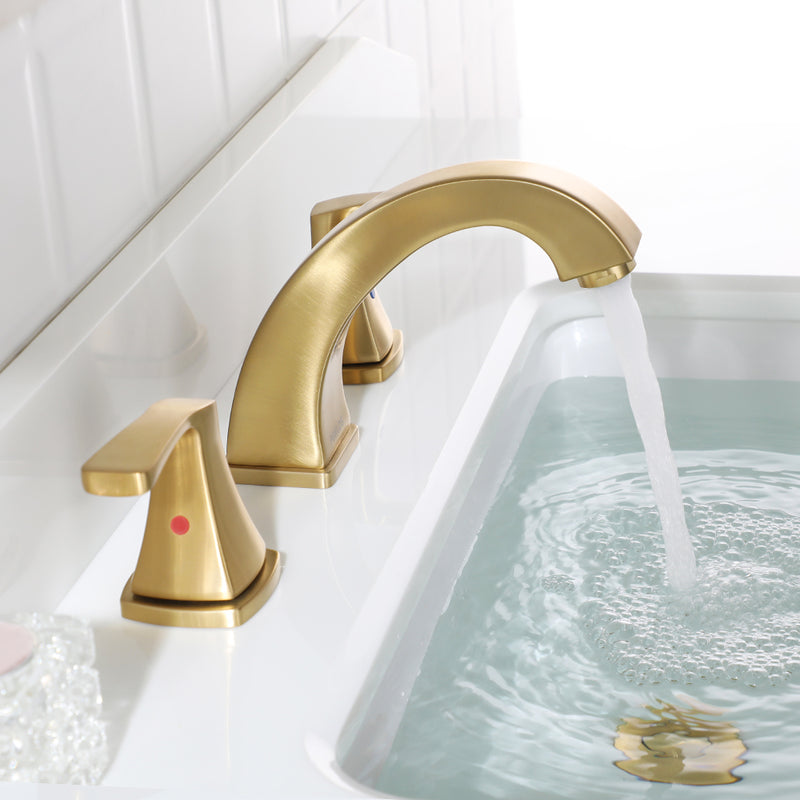PARLOS 2-Handle Widespread Bathroom Faucet with Pop Up Drain and cUPC Faucet Supply Lines, Brushed Gold, Doris,1.5GPM (1417208)