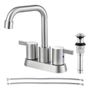 PARLOS 2 Handles Centerset Bathroom Sink Faucet Brushed Nickel with Metal Pop-up Drain & Faucet Supply Lines, 1.2GPM 1431602P