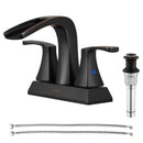 PARLOS 2 Handles Waterfall Bathroom Faucet with Pop-up Drain and Faucet Supply Lines, Oil Rubbed Bronze, 1.2 GPM (14069P)