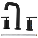 PARLOS Widespread 8 inch Bathroom Sink Faucet 3 Hole Vanity Faucet with cUPC Faucet Supply Lines, Matte Black, 1.2GPM, 1437504PD
