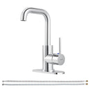 PARLOS Bar Sink Faucet Single Handle Swivel Bar Mixer with 3 Hole Deck Plate, Single Hole Small Faucet for Bathroom Kitchen Sink, Chrome, 1440301PD