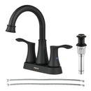 PARLOS Swivel Spout 2-Handle Lavatory Faucet Bathroom Sink Faucet with Metal Pop-up Drain and Faucet Supply Lines, Matte Black, 1.2 GPM 14134P