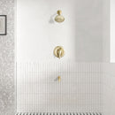 PARLOS Shower System, Brushed Gold Shower Faucet Set with Tub Spout(Valve Included), 5-Setting Mode Shower Head and Tub Spout with Diverter, Wall Mounted Shower Bathtub Combo, 1436508