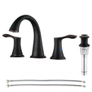PARLOS Widespread 2 Handles Bathroom Faucet with Metal Pop Up Sink Drain and cUPC Faucet Supply Lines, Oil Rubbed Bronze, 1.2 GPM (13648P)