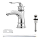 PARLOS Single Handle Bathroom Faucet, Waterfall Sink Faucet with Pop Up Drain, Escutcheon and Cupc Water Supply Lines, Chrome, 1434901