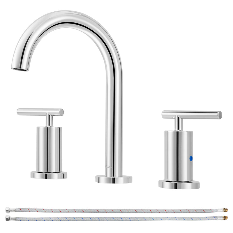 PARLOS 2-Handle Widespread 8 inch Bathroom Sink Faucet 3 Hole Vanity Faucet with cUPC Faucet Supply Lines, Chrome, 1.2GPM, 1437401PD