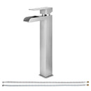 PARLOS Waterfall Vessel Sink Faucet Tall Bathroom Faucet Single Handle, Single Hole Bowl Basin Mixer Tap with Water Supply Lines, Brushed Nickel, 1441102D