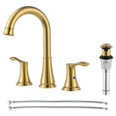 PARLOS Widespread Double Handles Bathroom Faucet with Metal Pop Up Drain and cUPC Faucet Supply Lines, Brushed Gold, 1.2 GPM (1365108P)