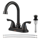 PARLOS Two-Handle Bathroom Sink Faucet with Metal Drain Assembly and Supply Hose Lead-Free cUPC Mixer Double Handle Tap Laundry Utility Faucet, Oil Rubbed Bronze, 1.2 GPM (13592P)