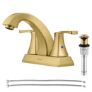 PARLOS 2 Handles Bathroom Faucet with Metal Pop-up Drain and Faucet Supply Lines, Brushed Gold, 1.2 GPM (1407208P)