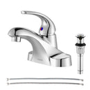 PARLOS Single Handle 4-in Centerset Bathroom Sink Faucet with All Metal Pop-up Drain & Faucet Supply Lines, Chrome, 1.2 GPM Flow Rate, 13433P