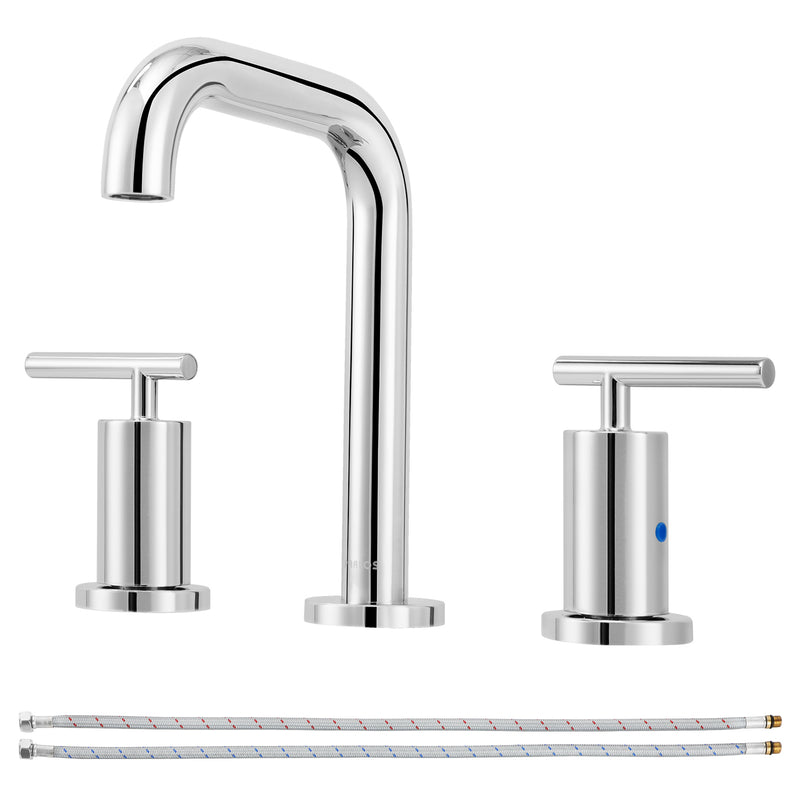PARLOS Widespread 8 inch Bathroom Sink Faucet 3 Hole Vanity Faucet with cUPC Faucet Supply Lines, Chrome, 1.2GPM, 1437501PD
