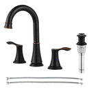 PARLOS Widespread Double Handles Bathroom Faucet with Metal Pop Up Drain and cUPC Faucet Supply Lines, Oil Rubbed Bronze, 1.2 GPM (13652P)