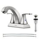 PARLOS 2 Handles 4 Inch Centerset Bathroom Sink Faucet Brushed Nickel with All Metal Pop-up Drain & Faucet Supply Lines, 1.2GPM, Doris 14072P