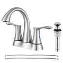PARLOS 2-Handle Bathroom Sink Faucet with Metal Drain Assembly and and Faucet Supply Lines (1.2GPM, Brushed Nickel), 1362502P