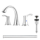 PARLOS Widespread 2 Handles Bathroom Faucet with Metal Pop Up Sink Drain and cUPC Faucet Supply Lines, Chrome, 1.2GPM Demeter 1364701P