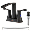 PARLOS 2 Handles Waterfall Bathroom Faucet with Pop-up Drain and Faucet Supply Lines, Oil Rubbed Bronze, Demeter 1431703