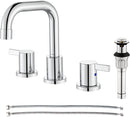 PARLOS Two-Handle Widespread Bathroom Sink Faucet with Metal Pop-up Drain and cUPC Faucet Supply Lines, Polished Chrome, 1364901P