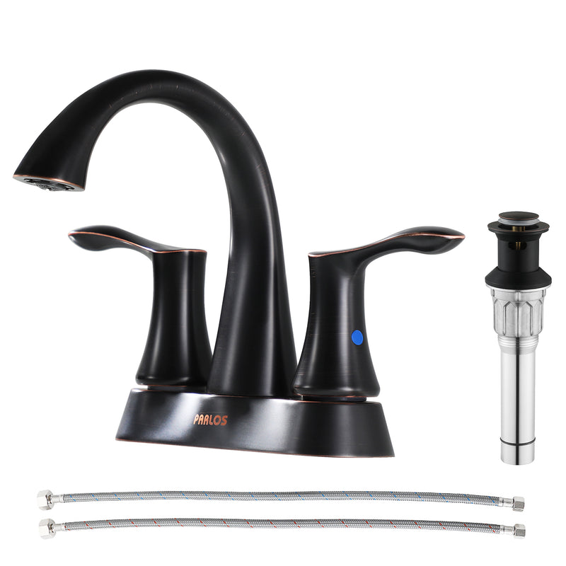 PARLOS 2-Handle Bathroom Sink Faucet with Drain assembly and Water Supply Hose, Oil Rubbed Bronze, Demeter (13626)