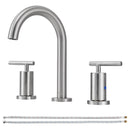 PARLOS 2-Handle Widespread 8 inch Bathroom Sink Faucet 3 Hole Vanity Faucet with cUPC Faucet Supply Lines, Brushed Nickel, 1.2GPM, 1437402PD