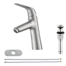 PARLOS Brass Single Handle Bathroom Faucet with Metal Pop Up Drain, Deck Plate and Cupc Water Supply Lines, Brushed Nickel, 1339702