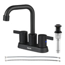 PARLOS 2-handle Matte Black Bathroom Sink Faucetwith Pop-up Sink Drain and Faucet Supply Lines, 1.2GPM, 1431604P
