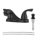 PARLOS Two-Handle Bathroom Sink Faucet with Metal Drain Assembly and Supply Hose, Lead-Free cUPC,Matte Black,1.2 GPM (1362204P)