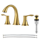 PARLOS Widespread 2 Handles Bathroom Faucet with Metal Pop Up Sink Drain and cUPC Faucet Supply Lines, Brushed Gold, 1.2 GPM (1364708P)