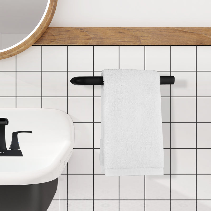 PARLOS Brass Hand Towel Holder, Wall Mounted Towel Ring, Hand Towel Bar for Bathroom & Kitchen, Matte Black, Demeter (2101304)