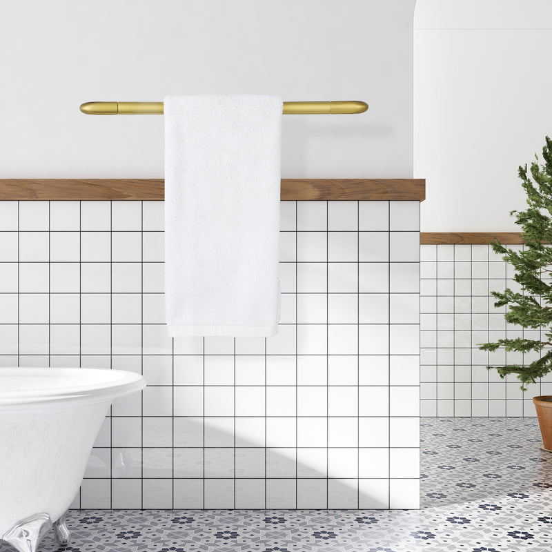 Parlos Brass Towel Bar, 17 Inch Bathroom Towel Bar, Wall Mounted Towel Bar for Bathroom, Shower Door, Brushed Gold, Demeter, 2101408