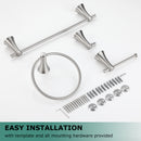 PARLOS Brushed Nickel 4-Piece Bathroom Accessory Hardware Set Package with Towel Bar, Hand Towel Holder, Toilet Paper Holder, Robe Hook, 2102002