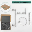 PARLOS Brushed Nickel 4-Piece Bathroom Accessory Hardware Set Package with Towel Bar, Hand Towel Holder, Toilet Paper Holder, Robe Hook, 2102002