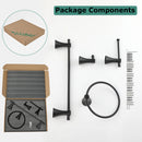 PARLOS Matte Black 4-Piece Bathroom Accessory Hardware Set Package with Towel Bar, Hand Towel Holder, Toilet Paper Holder, Robe Hook, 2102004