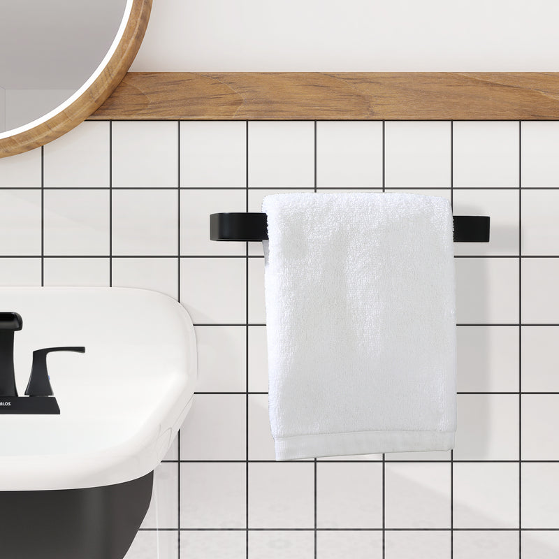 Square Edge Matte Black Bathroom Hand Towel Ring