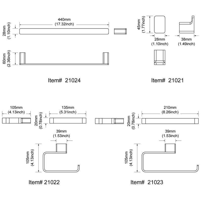 PARLOS Brass Bathroom Accessory Hareware Set 4 Pack Included Towel Bar, Hand Towel Holder, Toilet Paper Holder, Robe Hook , Brushed Nickel, Doris (2102502)