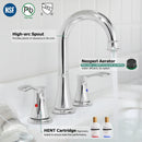 PARLOS Widespread Double Handles Bathroom Faucet with Metal Pop Up Drain and cUPC Faucet Supply Lines, Chrome, Demeter,1.5GPM (1365101)