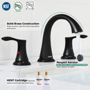 PARLOS Widespread 2 Handles Bathroom Faucet with Metal Pop Up Sink Drain and cUPC Faucet Supply Lines, Matte Black, 1.2 GPM（14135P）